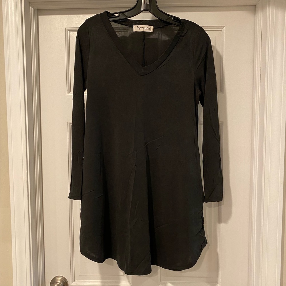 Impressions Long Sleeved Mini Dress w/ Pockets Size Small